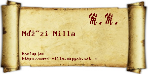 Mázi Milla névjegykártya